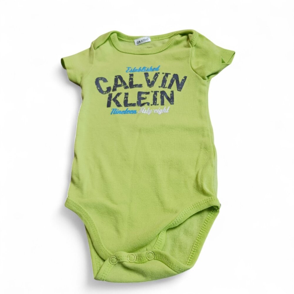 👶Calvin Klein Neon Green Infant Onesie – Size 3–6 Months 👶